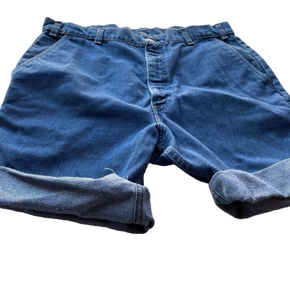 Levis Vintage 80’s Orange Tab 514 Denim Trouser Jean Short Blue Size 36W 10/12 - Picture 4 of 6